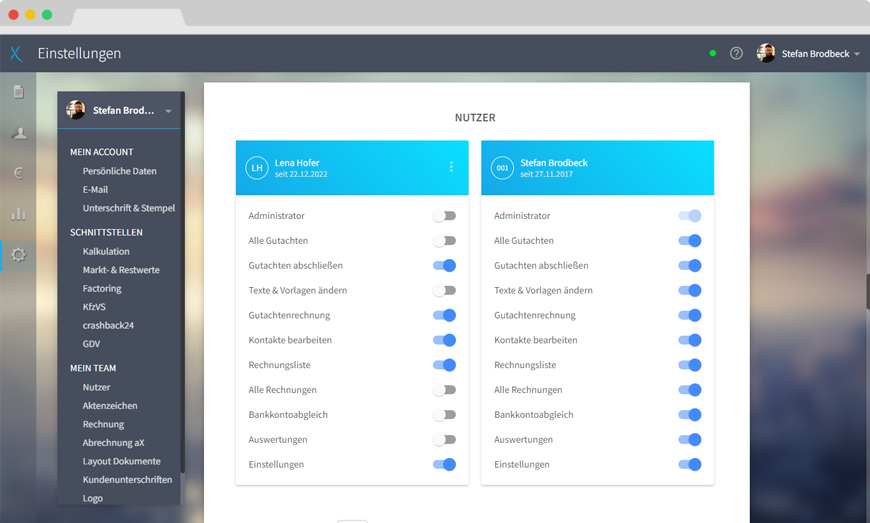 Screenshot Zugriffsrechte
